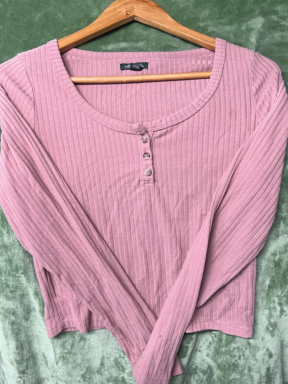 wild fable Ribbed Henley Long-Sleeve Top - Dusty Pink